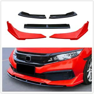 5 個レッドフロントバンパーリップスプリッタースポイラーボディキットホンダシビック 2019-2020 US 5pcs Red Front Bumper Lip Splitter Spoiler Body Kit For Honda Civic 2019-2020 US 【並行輸入品】