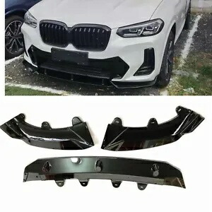 BMW X3 2021-22 IX3 車のフロントバンパースポイラースプリッターカバートリム光沢のある黒 For BMW X3 2021-22 IX3 Car Front Bumper Spoiler Splitter Cover Trim Glossy Black 【並行輸入品】
