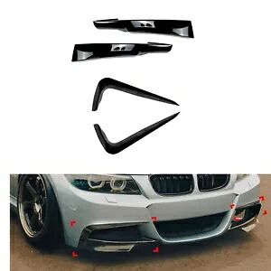 BMW E90 E91 LCI 2009-2012 2011 フロントバンパーサイドエアベントフィン + 蓋トリムブラック For BMW E90 E91 LCI 2009-2012 2011 Front Bumper Side Air Vent Fin+Lid Trim Black 【並行輸入品】