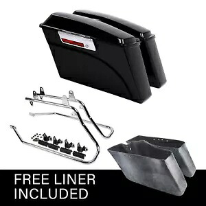 ハーレーダビッドソン用ソフテイルセットハードサドルバッグ+クローム変換ブラケット新品 For HARLEY DAVIDSON Softail Set Hard Saddle Bags+Chrome Conversion Brackets NEW 【並行輸入品】
