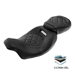 ブラック運転席助手席ジェルシートハーレーツーリングロードグライドキング2009以降に適合 Black Driver Passenger Gel Seat Fit For Harley Touring Road Glide King 2009-Up 【並行輸入品】