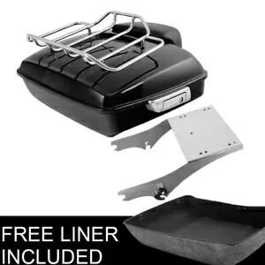 チョップドパック トランク バックレスト マウントラック付き ハーレー ツーリング グライド 97-08 07 に適合 Chopped Pack Trunk Backrest w/ Mount Rack Fit For Harley Touring Glide 97-08 07 【並行輸入品】
