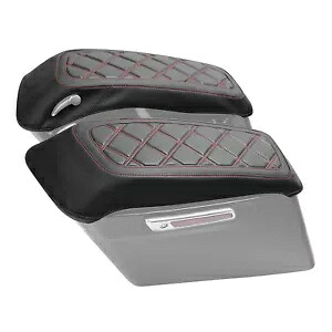レッドステッチ サドルバッグ蓋カバー ハーレー エレクトラ ストリート グライド 14-23 19 に適合 Red Stitching Saddlebag Lid Covers Fit For Harley Electra Street Glide 14-23 19 【並行輸入品】