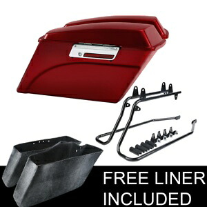 ハーレーダビッドソン ソフテイル FLST 84-17 用レッド ハード サドルバッグ & 変換ブラケット Red Hard Saddlebags & Conversion Bracket For Harley Davidson Softail FLST 84-17 【並行輸入品】
