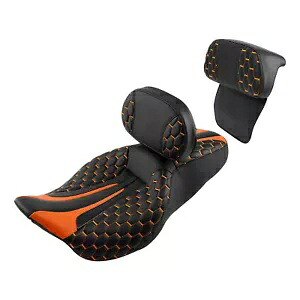 ブラックオレンジ助手席運転席背もたれパッドハーレーツーリング 2014-2024 に適合 Black Orange Passenger Driver Seat Backrest Pad Fit For Harley Touring 2014-2024 【並行輸入品】