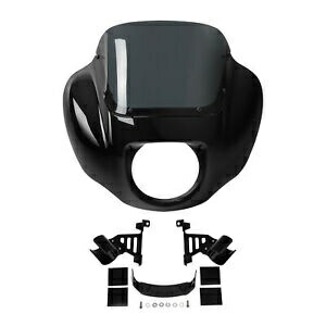 ヘッドライトフェアリングフロントガラス&ブラケットハーレーソフテイルローライダー2018以降に適合 Headlight Fairing Windshield & Bracket Fit For Harley Softail Low Rider 2018-Up 【並行輸入品】