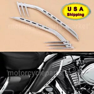 ハーレーツーリングロードグライド用クロームミッドフレームエアディフレクターアクセントトリム Chrome Mid-Frame Air Deflectors Accents Trims For Harley Touring Road Glide 【並行輸入品】