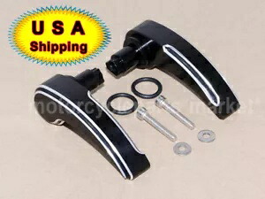 ブラックカットレースサドルバッグラッチレバー蓋リフターハーレーツーリングストリートグライド用 Black Cut Race Saddlebag Latch Lever Lid Lifter For Harley Touring Street Glide 【並行輸入品】