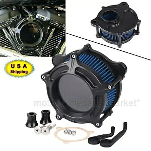 マットブラックエアクリーナーブルーインテークフィルターハーレーソフテイルロードグライドFLHR/X用 Matte Black Air Cleaner Blue Intake Filter For Harley Softail Road Glide FLHR/X 【並行輸入品】