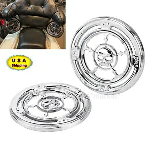 ハーレーエレクトラグライドウルトラクラシックFLHT用クロームリアスピーカートリムグリルカバー Chrome Rear Speaker Trim Grill Cover For Harley Electra Glide Ultra Classic FLHT 【並行輸入品】