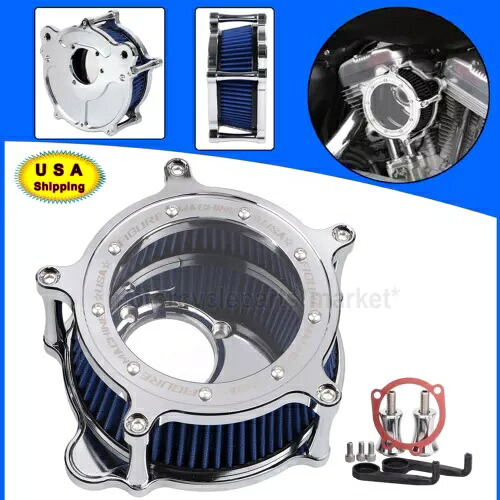 クラリティクロームエアクリーナーブルーインテークフィルターハーレーダイナファットボブロードグライド用 Clarity Chrome Air Cleaner Blue Intake Filter For Harley Dyna Fat Bob Road Glide 【並行輸入品】