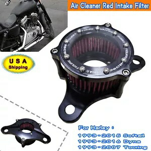 エアクリーナー レッド インテークフィルター ハーレーダイナ エレクトラグライド クラシック FLSTC FLHR用 Air Cleaner Red Intake Filter For Harley Dyna Electra Glide Classic FLSTC FLHR 【並行輸入品】