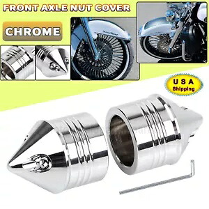 クロームフロントアクスルナットキャップカバーハーレーダイナロードキングクラシックFLHTC FLTRに適合 Chrome Front Axle Nut Cap Cover Fit For Harley Dyna Road King Classic FLHTC FLTR 【並行輸入品】