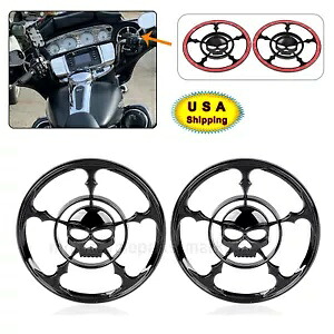 ハーレーエレクトラストリートグライドクラシックFLHTC USA用ブラックスピーカートリムグリルカバー Black Speaker Trim Grill Cover For Harley Electra Street Glide Classic FLHTC USA 【並行輸入品】
