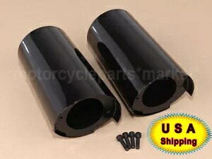 グロスブラックアッパーフォークスライダーカバーカウベルハーレートライグライド2014/以降米国用 Gloss Black Upper Fork Slider Cover Cow Bells For Harley Tri Glide 2014/Later US 【並行輸入品】