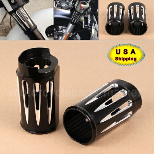 CNC カットフォークブーツスライダーカバーカウベルハーレーツーリングロードストリートグライド用 CNC Cut Fork Boot Slider Cover Cow Bells For Harley Touring Road Street Glide 【並行輸入品】