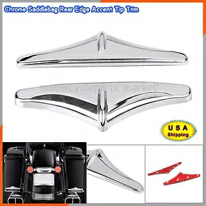 ハーレーロードグライドクラシックFLHTC用クロームサドルバッグリアチップアクセントエッジトリム Chrome Saddlebag Rear Tip Accent Edge Trim For Harley Road Glide Classic FLHTC 【並行輸入品】