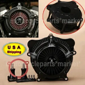 オールブラック タービンエアクリーナーフィルターキット ハーレーダイナ ソフテイル エレクトラグライド用 ALL Black Turbine Air Cleaner Filter Kit For Harley Dyna Softail Electra Glide 【並行輸入品】