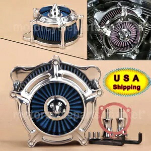 クロームエアクリーナーブルーインテークフィルターハーレーダイナロードキング99-07 FLHRS用 Chrome Air Cleaner Blue Intake Filter Fit For Harley Dyna Road King 99-07 FLHRS 【並行輸入品】