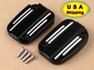 ハーレーストリートロードグライドVロッド用左右ブレーキクラッチマスターシリンダーカバー Left Right Brake Clutch Master Cylinder Cover For Harley Street Road Glide V-Rod 【並行輸入品】