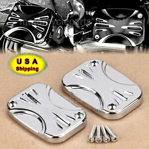 ハーレーツーリング FLHT / X 用クローム L&R サイドフロントブレーキマスターシリンダーカバー Chrome L&R Side Front Brake Master Cylinder Cover For Harley Touring FLHT / X 【並行輸入品】