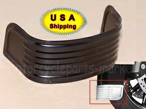 ハーレーロードキンググライドFLHX FLHTUTG 14UP用ブラックリブフロントフェンダートリムスカート Black Ribbed Front Fender Trim Skirt for Harley RoadKing Glide FLHX FLHTUTG 14UP 【並行輸入品】
