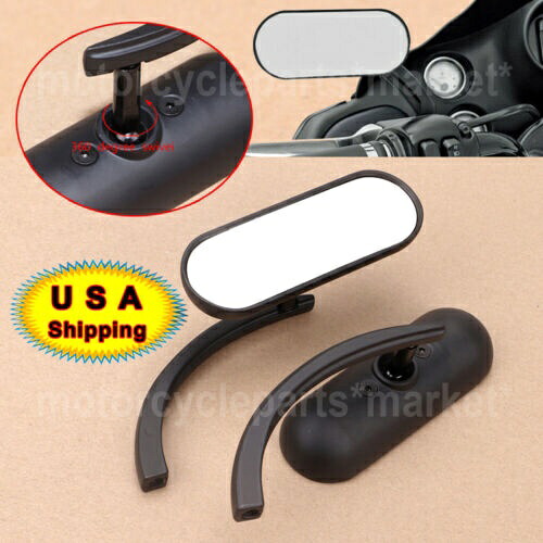 US ミニ オーバル バックミラー ブラック ハーレー スポーツスター ダイナ ホンダ スズキに適合 US Mini Oval Rearview Mirrors Black Fit for Harley Sportster Dyna Honda Suzuki 【並行輸入品】