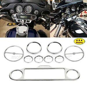 Harley Electra Street Glide US用クロームインナーフェアリングスイッチパネルダッシュカバー Chrome Inner Fairing Trim Kit For Harley Electra Glide Ultra Classic FLHTCU FLHX 【並行輸入品】