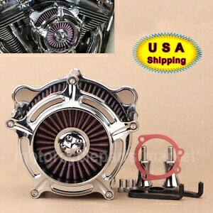 タービンクローム CNC エアクリーナーインテークフィルターハーレーダイナワイドスーパーグライド US Turbine Chrome CNC Air Cleaner Intake Filter For Harley Dyna Wide Super Glide US 【並行輸入品】