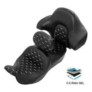 ツーアップ運転席助手席ジェルシート バックレストパッド付き ハーレーツーリング 14-23 に適合 Two-up Driver Passenger Gel Seat W/ Backrest Pad Fit For Harley Touring 14-23 【並行輸入品】