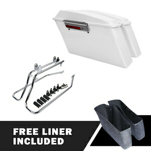ホワイトハードサドルバッグ 変換ブラケット付き ハーレーソフテイル 1984-2017 16用 White Hard Saddlebags W/ Conversion Bracket Fit For Harley Softail 1984-2017 16 【並行輸入品】