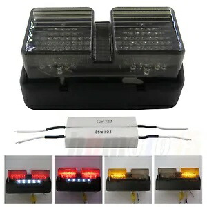 LED テール ブレーキ ライト スモーク ウインカー付き 2000-2006 ホンダ Rc51 Rvt1000R用 Led Tail Brake Light SMOKE w/ Turn Signals For 2000- 2006 Honda Rc51 Rvt1000R 【並行輸入品】