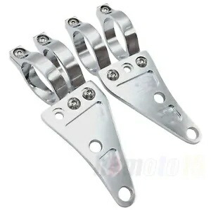 ヘッドライトブラケット 35mm クランプクロームサイドマウント、ユニバーサル 35mm フォークチューブ用 Headlight Brackets 35mm Clamp Chrome Side Mount For Universal 35mm Fork Tubes 【並行輸入品】