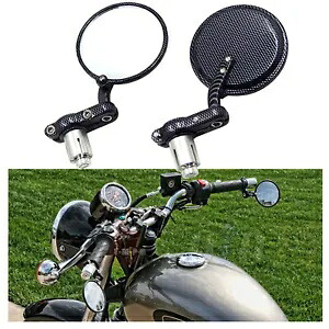 7/8 ''バーエンドミラーラウンドカーボンファイバーパターンアプリリアベスパキムコピアジオ 7/8'' Bar End Mirrors Round Carbon fiber pattern For Aprilia Vespa Kymco Piaagio 【並行輸入品】