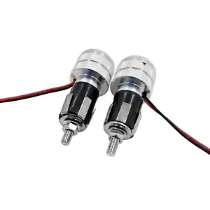 アルミグリップバーエンド 赤色LEDターンシグナルインジケーター付き 7/8インチ 22mm ハンドルバー用 Aluminum Grip Bar End w/ Red LED Turn Signal Indicator For 7/8\