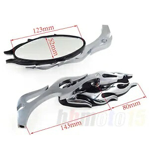 フレームスタイルバックミラークロームw/8mm 10mmボルトクルーザーチョッパーカスタム用 Flame Style Rearview Mirrors Chrome w/ 8mm 10mm Bolts For cruiser chopper custom 【並行輸入品】