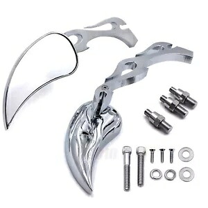 クロームフレームティアドロップミラーハーレーソフテイルファットボーイロードキングダイナワイドグライド用 Chrome Flame Teardrop Mirror For Harley Softail Fat Boy Road King Dyna Wide Glid 【並行輸入品】