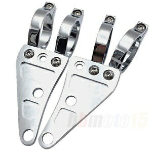 クローム ヘッドライト ブラケット 35mm クランプ サイド マウント ユニバーサル 35mm フォーク チューブ用 Chrome Headlight Brackets 35mm Clamp Side Mount For Universal 35mm Fork Tubes 【並行輸入品】