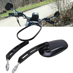 ハーレーツーリングストリートロードグライドスポーツスター用ブラックオートバイバックミラー Black Motorcycle Rear View Mirror For Harley Touring Street Road Glide Sportster 【並行輸入品】
