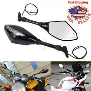ユニバーサルオートバイ矢印 LED ターンシグナルバックミラー 10 ミリメートルストリートバイク Universal Motorcycle Arrow LED Turn Signal Rearview Mirrors 10mm Street Bike 【並行輸入品】