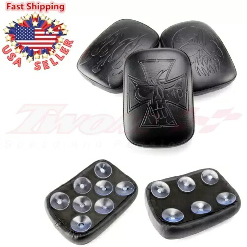 長方形ピリオン助手席パッドシート 6 吸盤ハーレーホンダオートバイ用 Rectangular Pillion Passenger Pad Seat 6 Suction Cup For Harley Honda Motorcycle 【並行輸入品】
