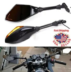 新しいユニバーサル 10 ミリメートルオートバイブラック LED ターンシグナル矢印リアビューサイドミラー NEW Universal 10mm Motorcycle Black LED Turn Signal Arrow Rear View Side Mirrors 【並行輸入品】