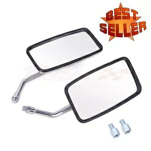 クローム長方形オートバイリアビューミラーロングステムカスタムユニバーサル10MM CHROME RECTANGULAR MOTORCYCLE REAR VIEW MIRRORS LONG STEM CUSTOM UNIVERSAL 10MM 【並行輸入品】