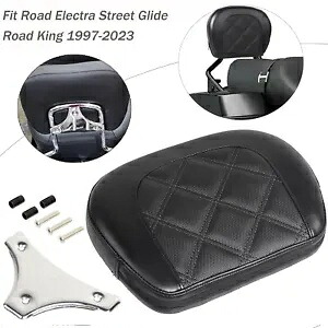 ブラック PU レザー シーシーバー バックレスト パッド ブラケット ハーレー ツーリング 1997-2023 に適合 Black PU Leather Sissy Bar Backrest Pad Bracket Fit For Harley Touring 1997-2023 【並行輸入品】