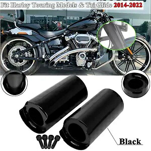 グロスブラックメタルアッパーフォークスライダーカバーカウベルハーレートライグライド用 Gloss Black Metal Upper Fork Slider Covers Cow Bells Fit For Harley Tri Glide 【並行輸入品】