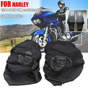 ブラック防塵サドルバッグ蓋カバーハーレー 94-19 ストリートグライドロードキング FLH Black Dustproof Saddlebag Lid Covers For Harley 94-19 Street Glide Road King FLH 【並行輸入品】
