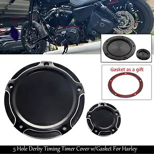 ブラックエッジカット 5 穴ダービー/タイミングタイマーカバー ハーレーストリートグライドファットボーイ用 Black Edge Cut 5 Hole Derby /Timing Timer Cover For Harley Street Glide Fatboy 【並行輸入品】