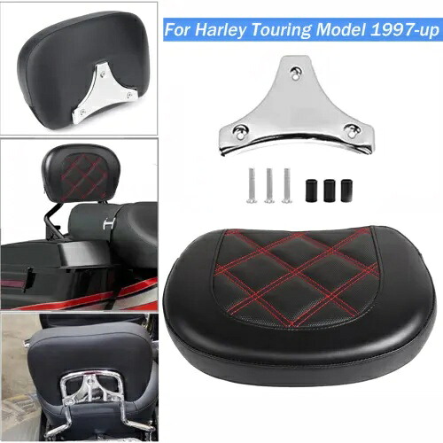 ブラック シーシーバー バックレスト パッド クローム ブラケット付き ハーレー ツーリング グライド 1997 以降用 Black Sissy Bar Backrest Pad w/ Chrome Bracket For Harley Touring Glide 1997-up 【並行輸入品】