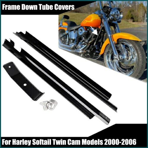 オートバイブラックダウンチューブフレームカバーフィットハーレーナイトトレインファットボーイソフテイル Motorcycle Black Down Tube Frame Cover Fit For Harley Night Train Fatboy Softail 【並行輸入品】
