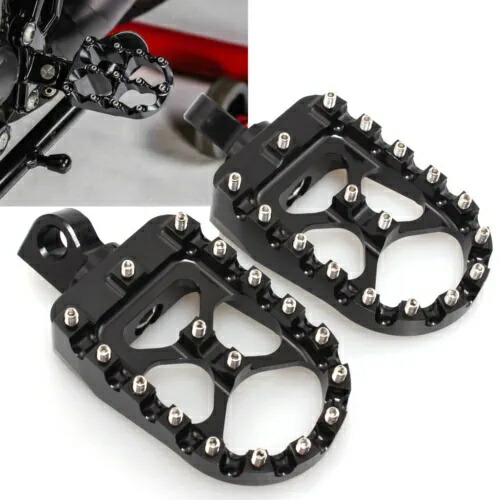 ワイド ファット フットペグ ハーレー ダイナ スーパー グライド FXD / ファット ボブ FXDF MX スタイル ブラックに適合 Wide Fat Foot Pegs Fit Harley Dyna Super Glide FXD / Fat Bob FXDF MX Style Black 【並行輸入品】